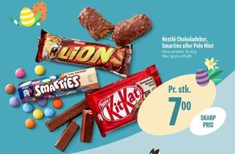 Min Købmand Nestlé chokoladebar, smarties eller polo mint tilbud