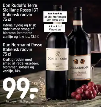 REMA 1000 Don rudolfo terre siciliane rosso igt tilbud