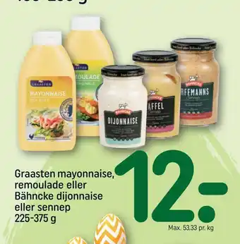 Graasten mayonnaise, remoulade eller bähncke dijonnaise eller sennep