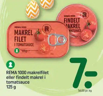 Rema 1000 makrelfilet eller findelt makrel i tomatsauce