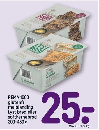 REMA 1000 Rema 1000 glutenfri melblanding lyst brød eller softkernebrød tilbud