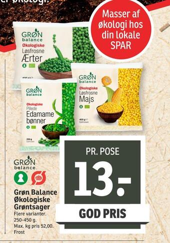 SPAR Grøn balance økologiske grøntsager tilbud