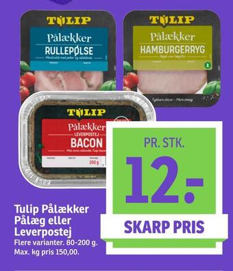 SPAR Tulip pålækker pålæg eller leverpostej tilbud