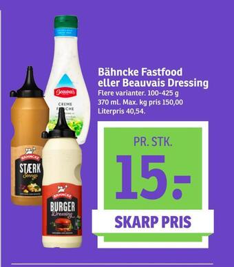 SPAR Bähncke fastfood eller beauvais dressing tilbud