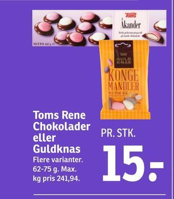 SPAR Toms rene chokolader eller guldknas tilbud