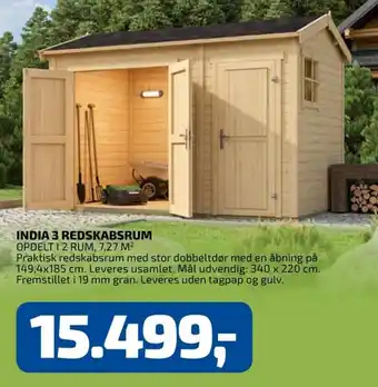Davidsen India 3 Redskabsrum tilbud
