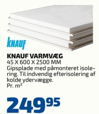 Davidsen Knauf Varmvæg 45x600x2500 MM tilbud
