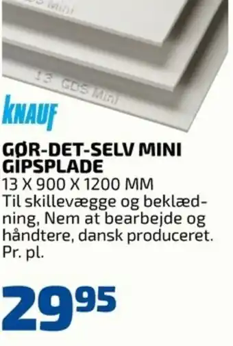 Gor-Det-Selv Mini Gipsplade 13x900x1200 mm