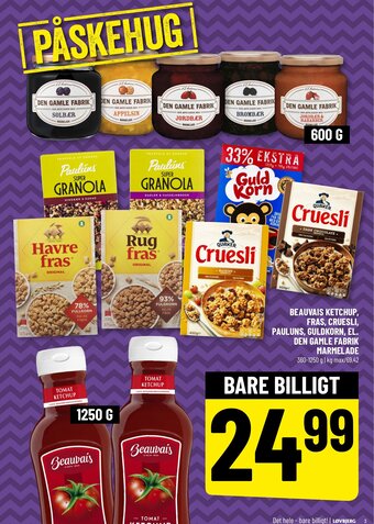 Løvbjerg Beauvais Ketchup, Fras, Cruesli, Pauluns, Guldkorn, el. Den Gamle Fabrik Marmelade tilbud
