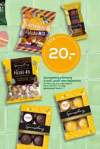 Spangsberg påskeæg 3-pak poser eller flødeboller