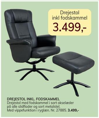 Daells Bolighus Drejestol inkl. fodskammel tilbud