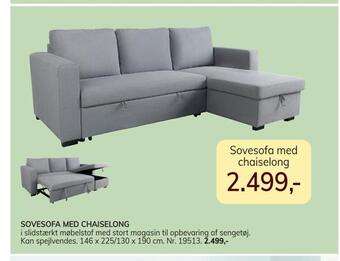 Daells Bolighus Sovesofa med chaiselong tilbud