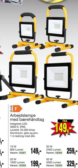 Arbejdslampe med bærehåndtag