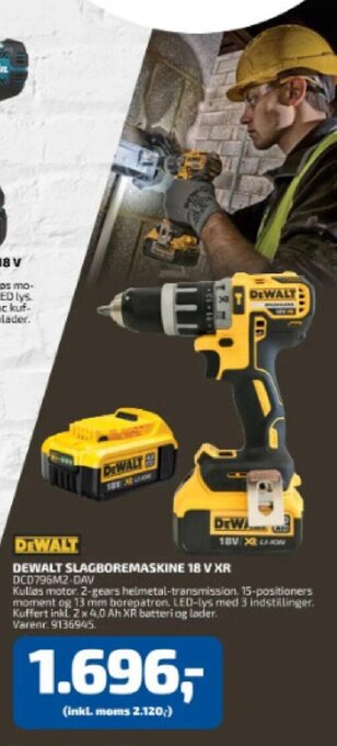 Davidsen Dewalt Slagboremaskine 18 V XR tilbud