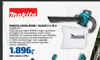 Davidsen Makita Løvblæser/ -Suger 2 x 18V tilbud