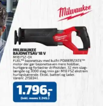 Davidsen Milwaukee Bajonetsav 18V tilbud