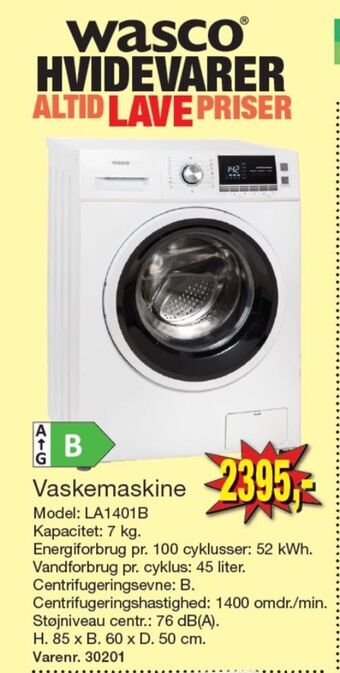 Harald Nyborg Wasco vaskemaskine tilbud