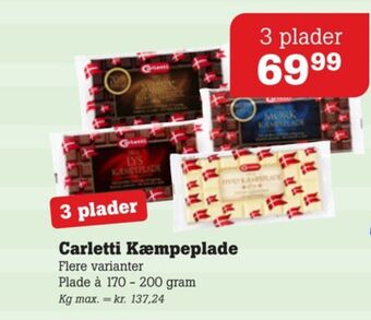 Poetzsch Padborg Carletti chokoladeplade hvid kæmpeplade tilbud