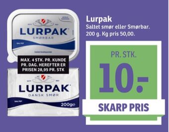 SPAR Lurpak smør saltet tilbud