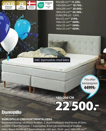 Dunlopillo C300 Kontinentalseng