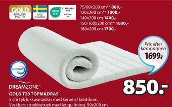 JYSK Gold T20 Topmadras tilbud