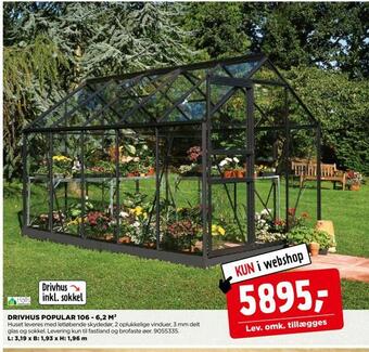 jem & fix Drivhus popular 106 - 6,2 m2 tilbud