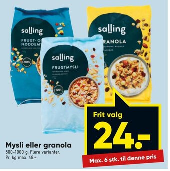 Bilka Mysli eller Granola tilbud