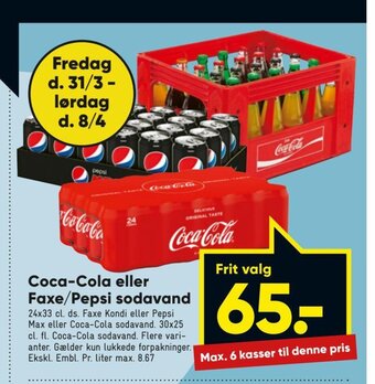 Bilka Coca-Cola eller Faxe/ Pepsi Sodavand tilbud