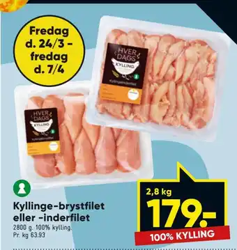 Bilka Kyllinge-Brystfilet eller-Inderfilet tilbud