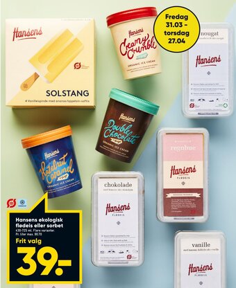 Hansens Økologisk Flødeis eller Sorbet