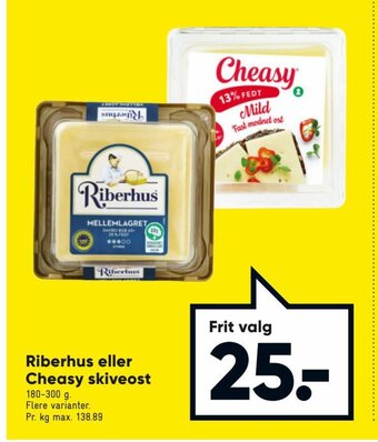 Bilka Riberhus eller Cheasy skiveost tilbud