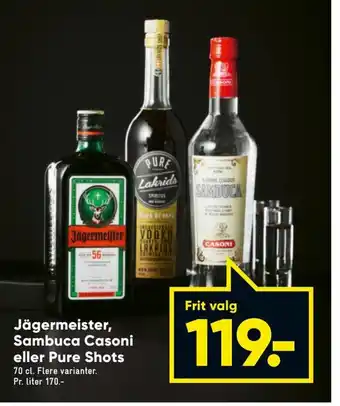 Bilka Jägermeister, Sambuca Casoni eller Pure Shots tilbud