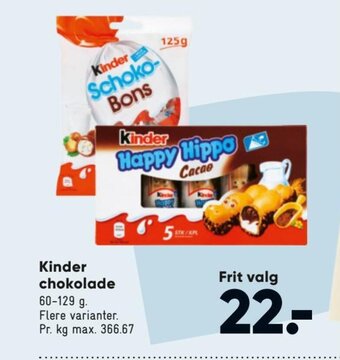 Bilka Kinder Chokolade tilbud