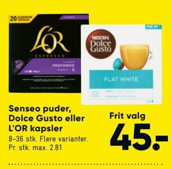 Bilka Senseo Puder, Dolce Gusto eller L'Or Kapsler tilbud