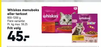 Bilka Whiskas Menuboks eller Tørkost tilbud