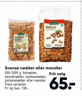 Bilka Svansø Nødder eller Mandler tilbud