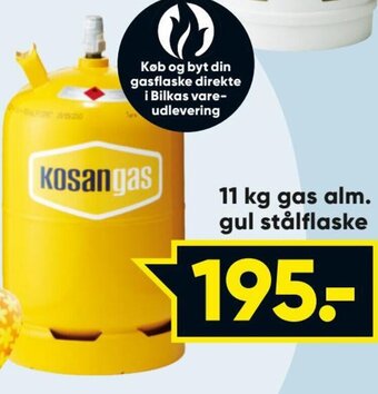 11kg Gas Alm. Gul Stålflaske