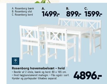 Bilka Rosenborg Havemøbelsæt-Hvid tilbud