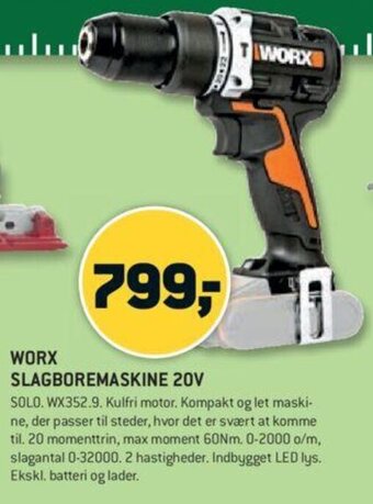 XL-BYG Worx Slagboremaskine 20V tilbud