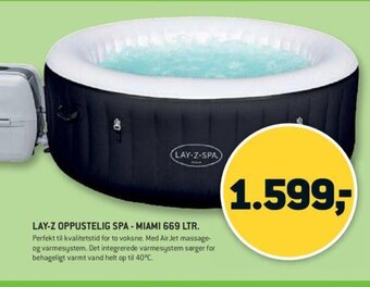 XL-BYG Lay-Z Oppustelig Spa - Miami 669 ltr tilbud