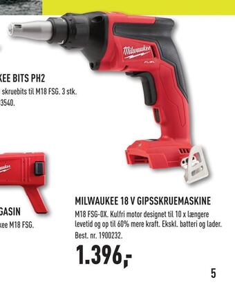 Johannes Fog Milwaukee 18 v gipsskruemaskine tilbud