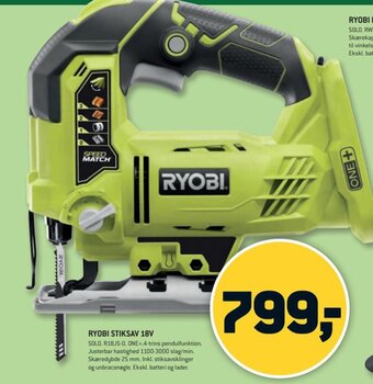XL-BYG Ryobi Stiksav 18V tilbud