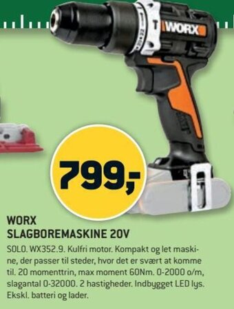 XL-BYG Worx Slagboremaskine 20V tilbud