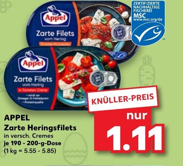 Appel Zarte Heringsfilets tilbud hos Kaufland