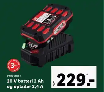 Lidl 20 V Batteri 2 Ah og Oplader 2.4 A tilbud