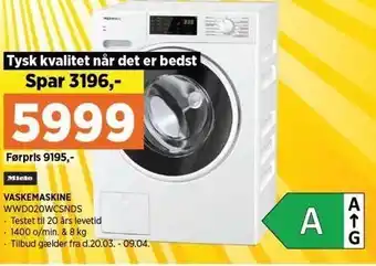 Power Miele vasemaskine tilbud