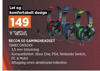 Power Turtle beach recon 50 gamingheadset tilbud