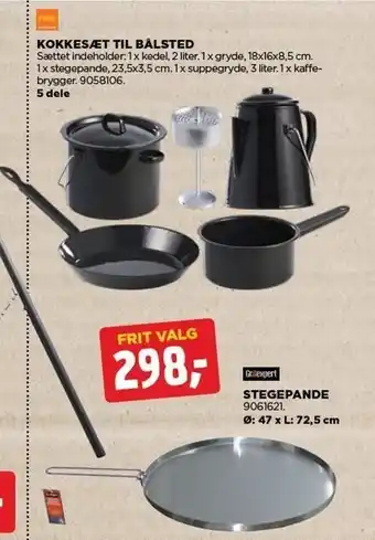 Kokkesæt til bålsted el. stegepande