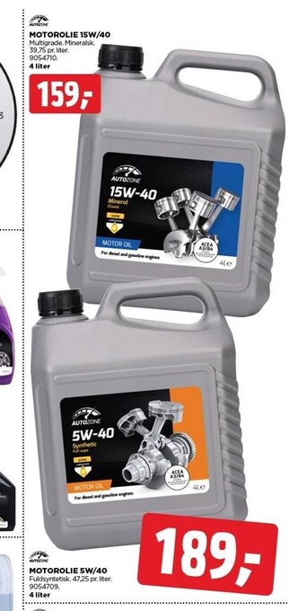 jem & fix Autozone motorolie 15w/40 tilbud