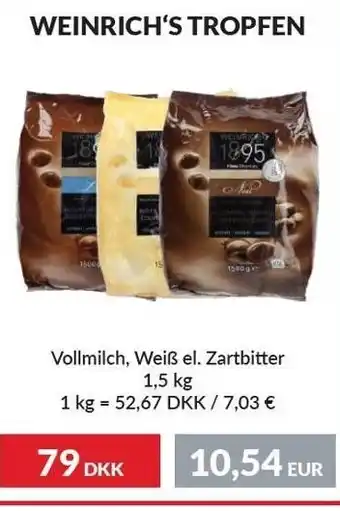 Nielsen's Discount Weinrich's tropfen vollmilch, weiß el. zartbitter tilbud